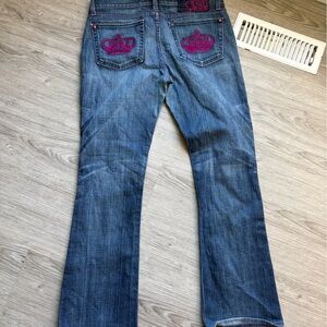 Rock & Republic Blue Jeans with Pink Embroidery
